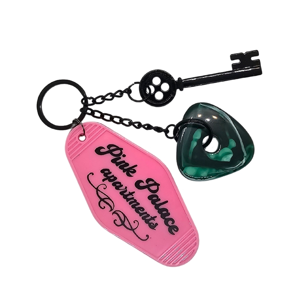 Coraline Inspired Keychain! Keys to the Pink Palace Apartments‎ w/ Skelet… - Picture 5 of 9